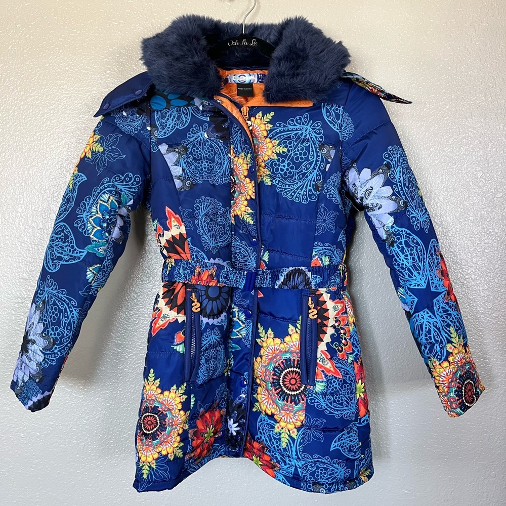 Desigual floral boho puffer jacket. Girls 11/12. Fits. x-small woman